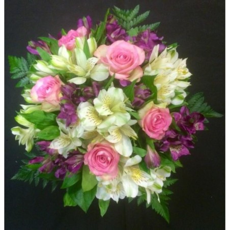 BOUQUET PROMOTION 25 TIGES COMPOSE DE ALSTROMERIA PAR 10 PLUS ROSE ROSE GB PAR 5 PLUS COSTA PAR 5 PLUS SALLAL PAR 5